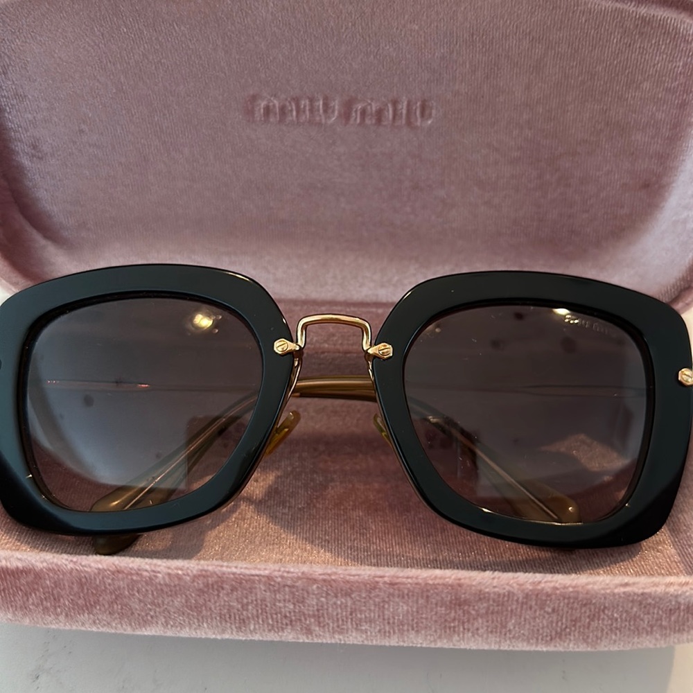 Miu miu women's black gold and brown frame sunglasses
